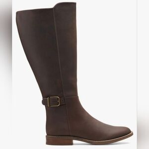 $180 NEW Clarks womens Camzin BranchFashion Boot, Dark Brown Leather, size 11